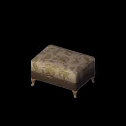 Gold-Embroidered Upholstered Stool