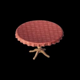 Round Red Checkered Table