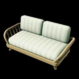 Blue & White Stripe Wooden Sofa